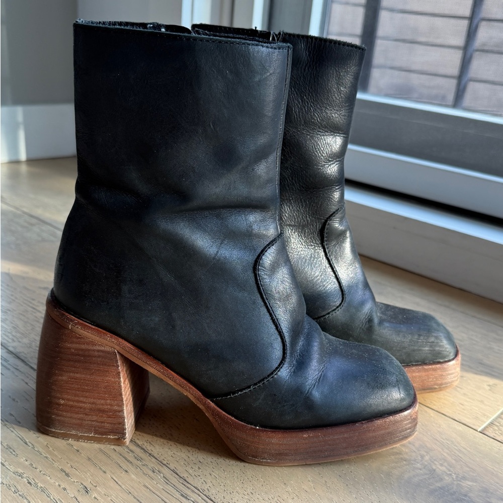 FP Platform Leather Ankle Boots